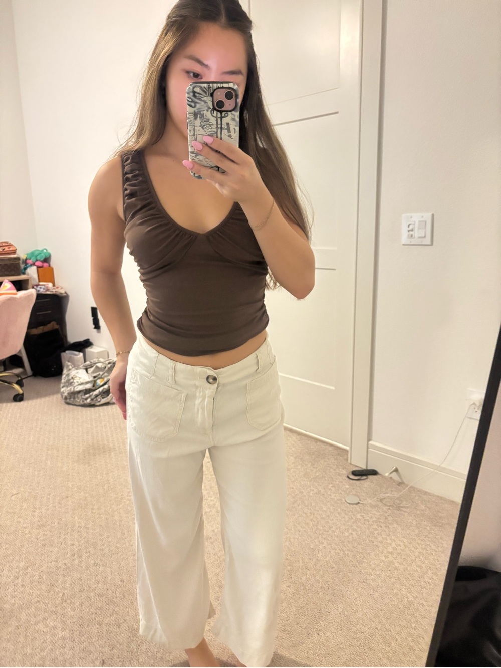 Anthropologie Women’s Wide Leg Cropped Pants in White